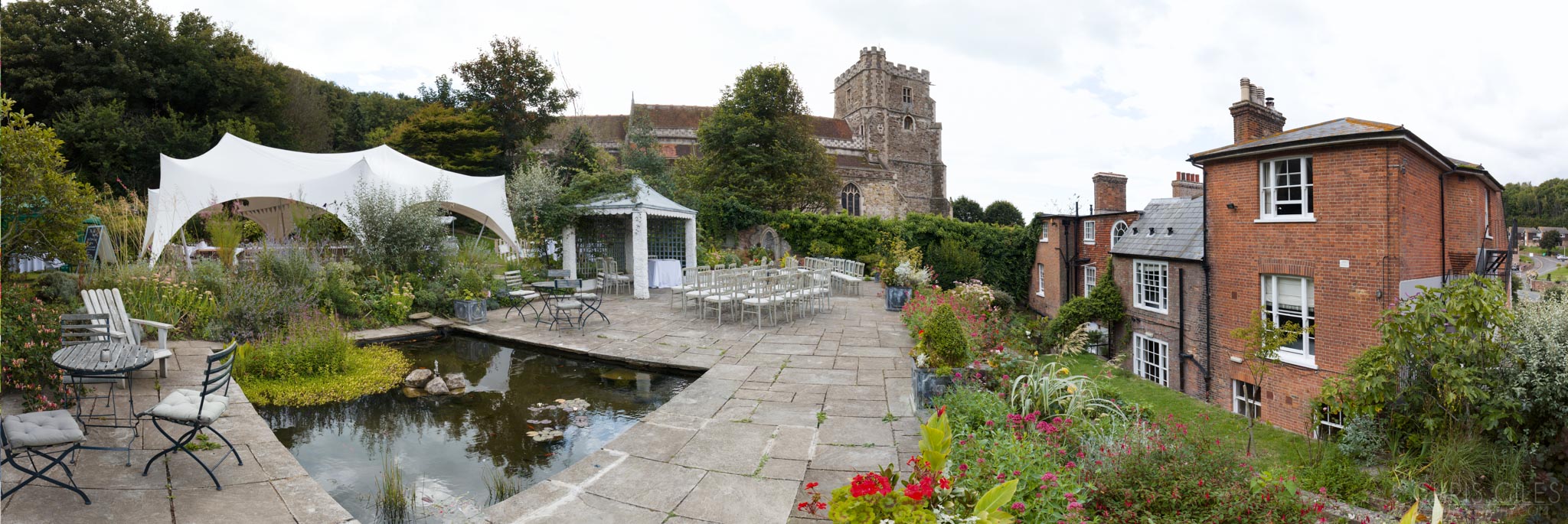 Panorama of the garden area at The Old Rectory Hastings