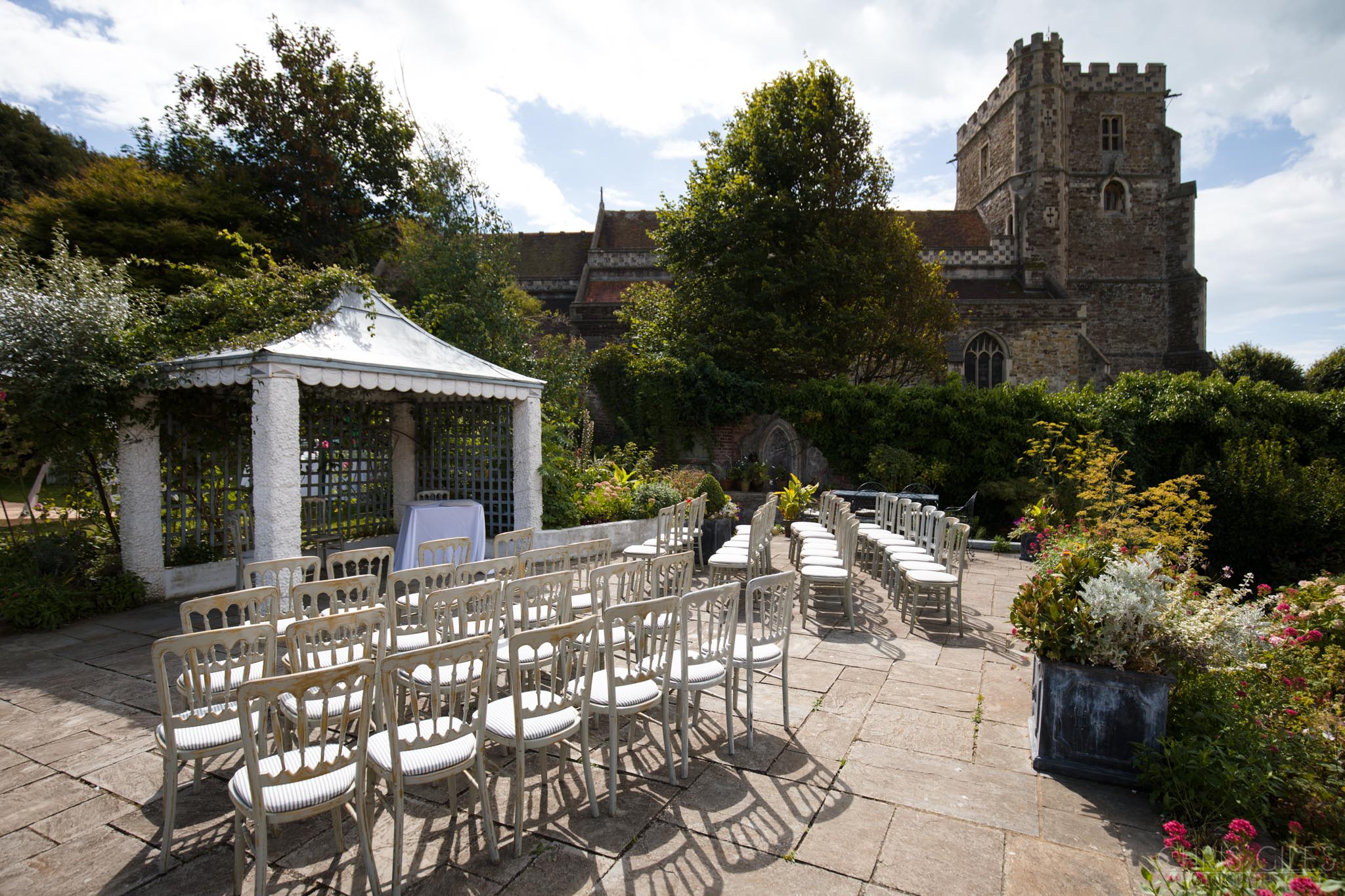 The wedding ceremony area at The Old Rectory Hastings