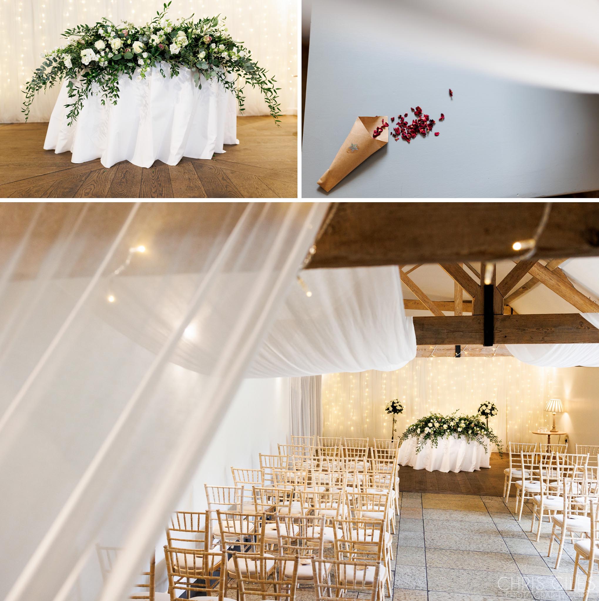 The Wedding Ceremony Room at Farbridge with flowers from Angel Like
