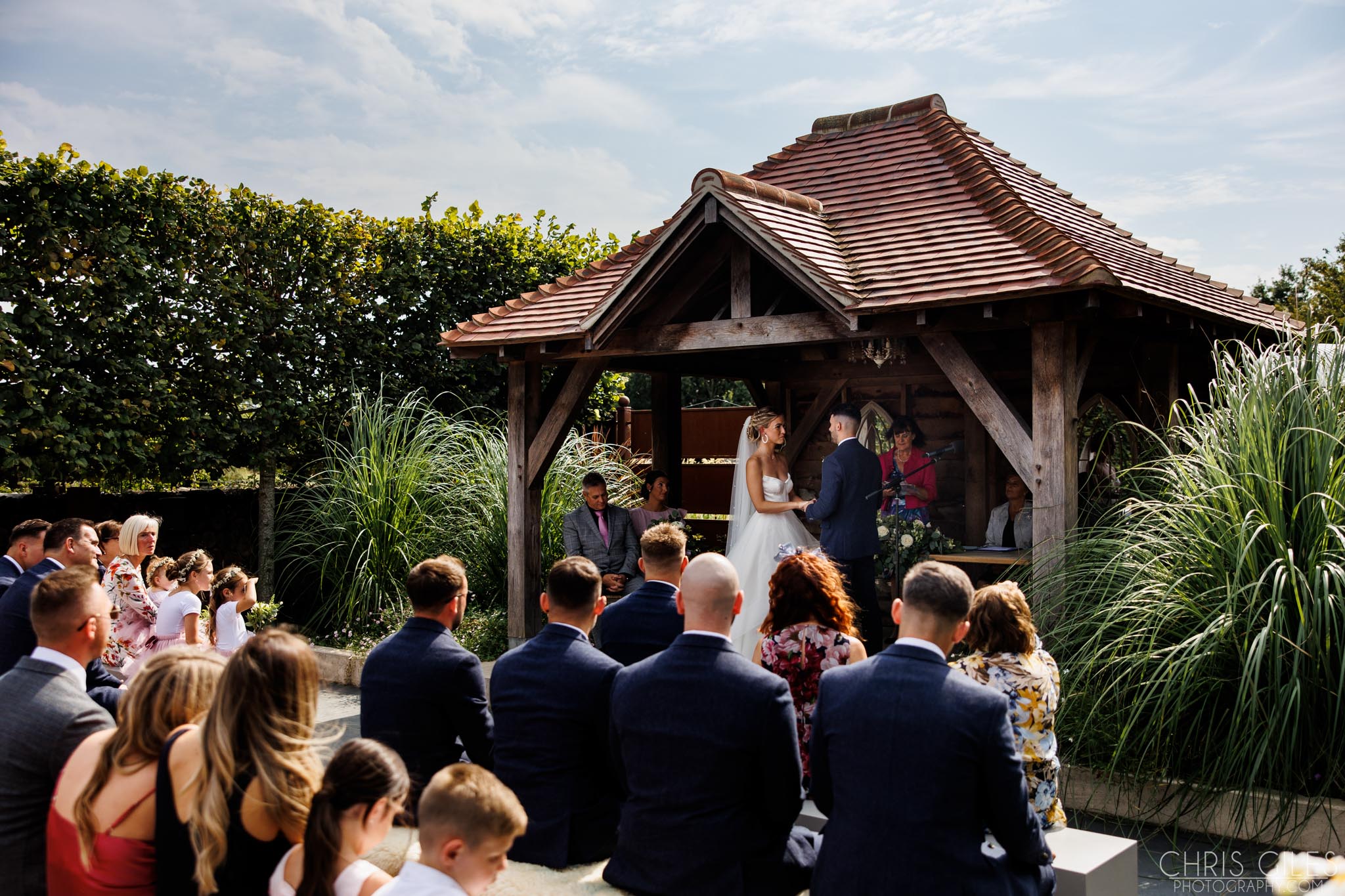 An outdoor ceremony at Southend Barns